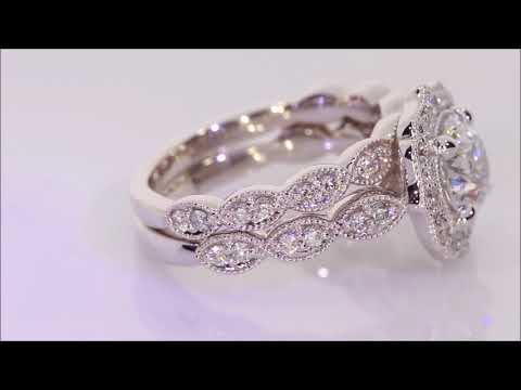 2.12 ctw Lab Grown Diamond Engagement and Wedding Ring Set - Round Cut D I1 | BigDiamondsUSA