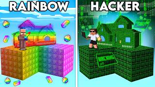 Hacker vs Rainbow Skyblock Battle in Minecraft.. 