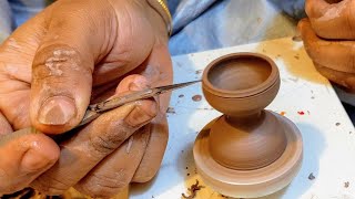 Making Mini Clay Candle Holder On Mini Pottery Wheel | Mini Pottery Tutorial | Lockdown Pottery |