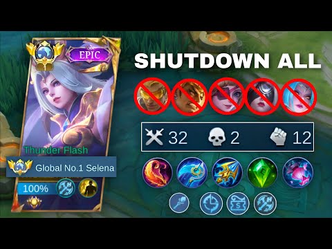 32 KILLS SELENA SHUTDOWN ALL META HEROES + PERFECT GAMEPLAY 1 SHOT BUILD - TOP 1 GLOBAL SELENA -MLBB