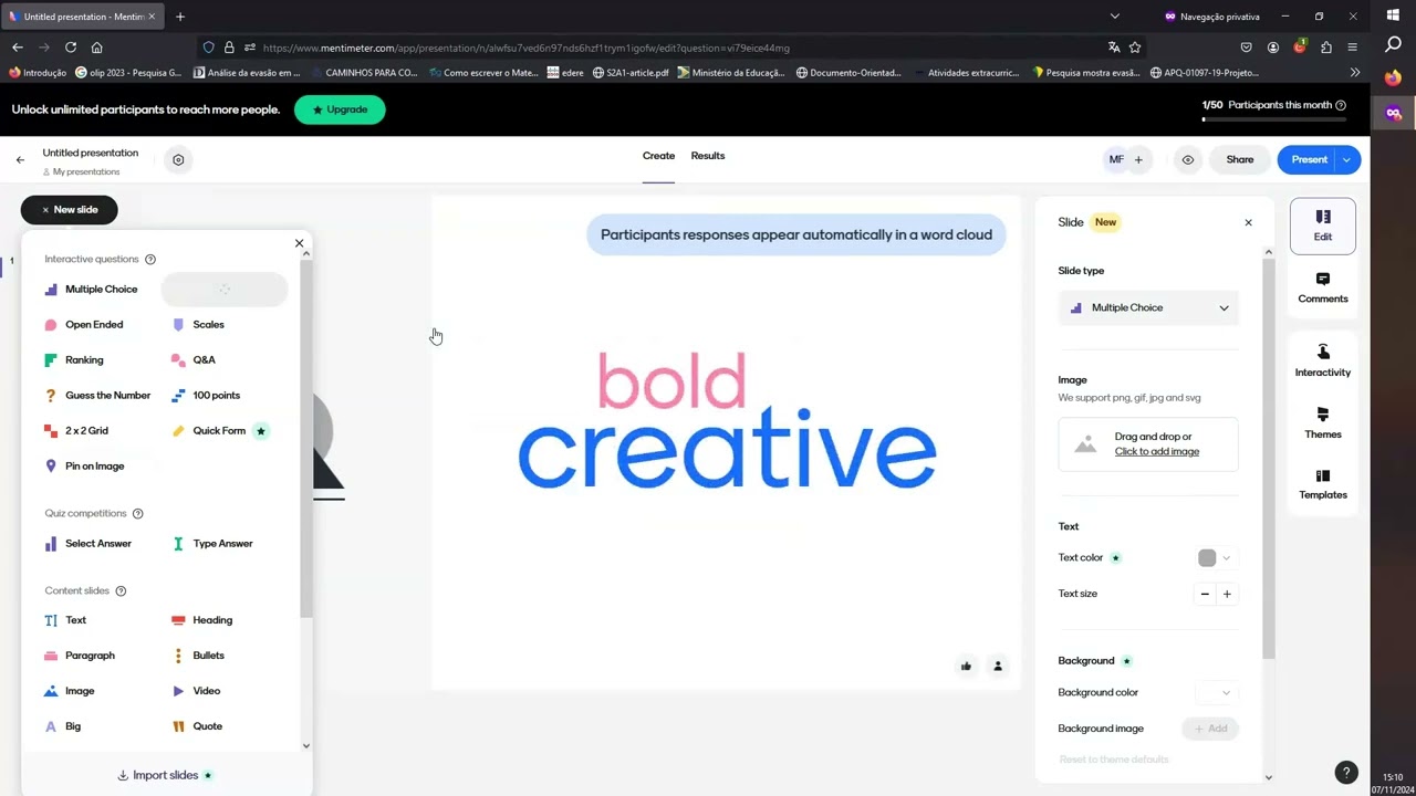 apresentações dinâmicas pelo mentimeter