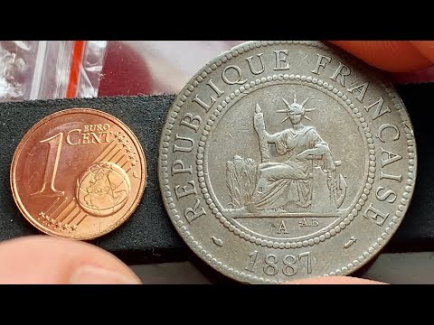 Cent 1 centieme 1887 French Indochina coin VF+/Unc~2.360.000