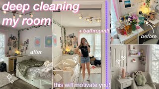DEEP CLEANING & ORGANIZING MY ROOM: declutter, spring cleaning, decor haul & bathroom! (took 2 days)