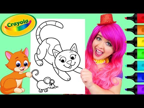 Coloring Kitty Cat & Mouse Crayola Coloring Page Prismacolor Markers | KiMMi THE CLOWN Video
