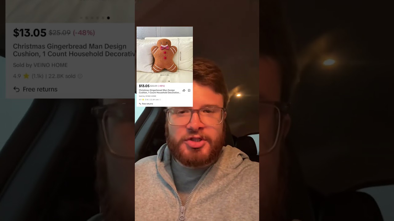 Cute Gingerbread Pillow - $13 | Holiday Decor In/Out Stock #christmas