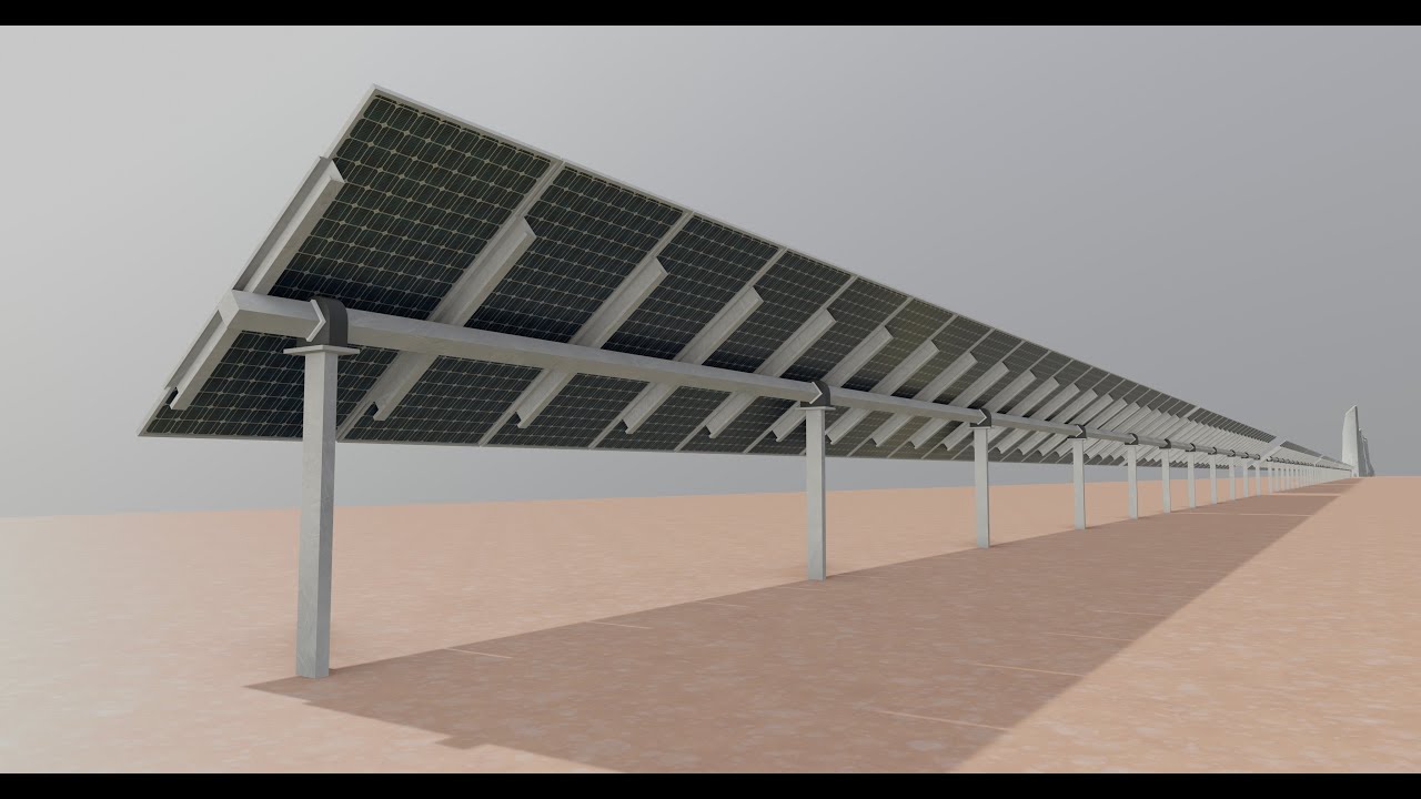 Low Poly Single Row Tracker System Pack 3D Model