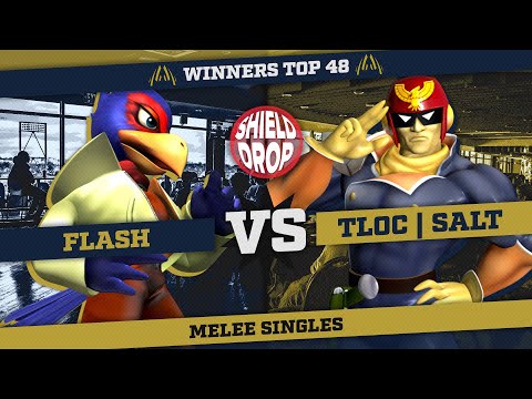 Flash (Falco) vs TLOC | Salt (Captain Falcon) - Melee Singles Winners Top 48 - Shield Drop