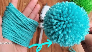 Yarn Pom Pom Making by Hand with Glue for Crocheted Hat