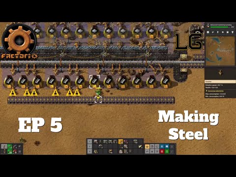 Let's Play Factorio Ep 5 - Setting Up Some Steel Production