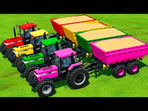 Harvesting And Load Soybean With Colored Case Tractors - Farming Simulator 2022