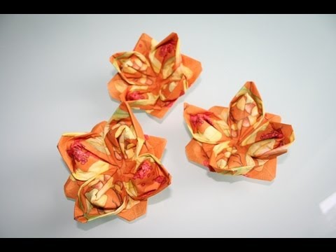 Servietten falten : Lotosblüte / Lotos / Blume napkin folding flower / Lotos