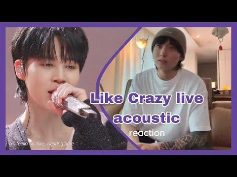 Jungkook Reacting and Singing to Like Crazy live version on Leemujin Service