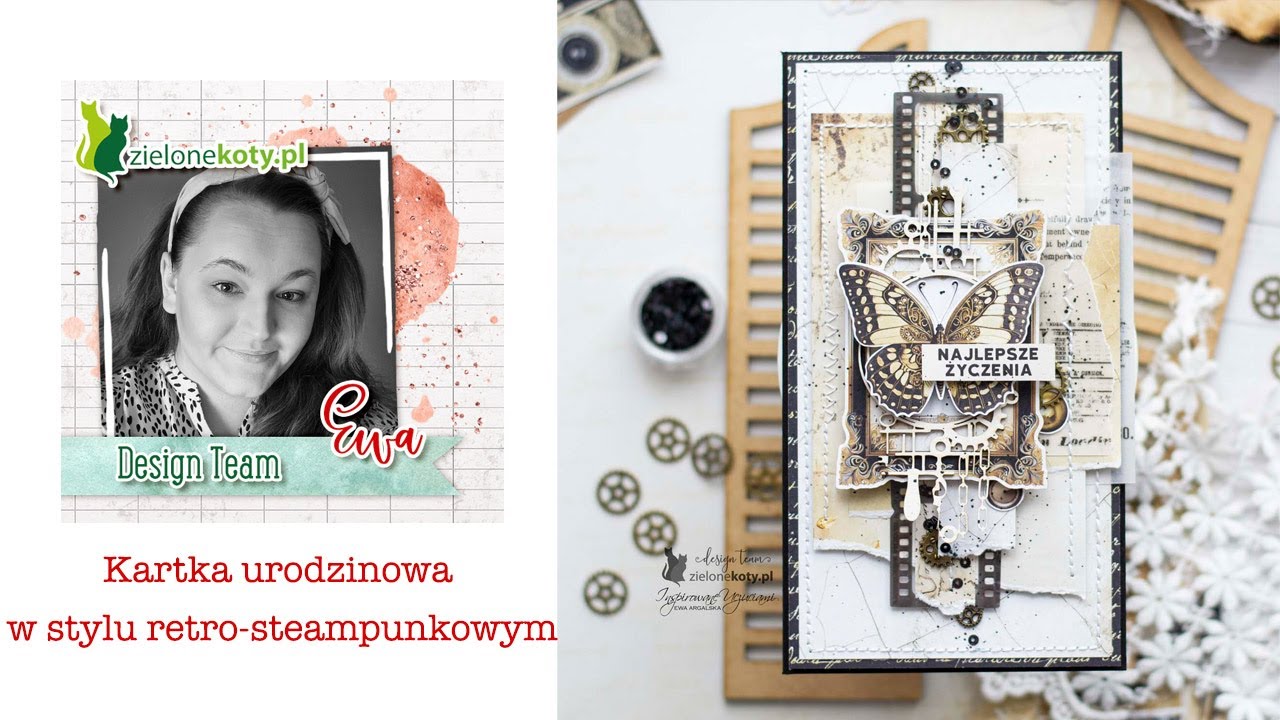 Kartka urodzinowa w stylu retro-steampunkowym + video | Ewa