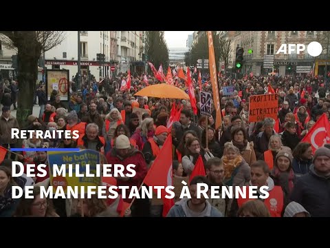 Retraites: des milliers de manifestants dans les rues de Rennes | AFP Images