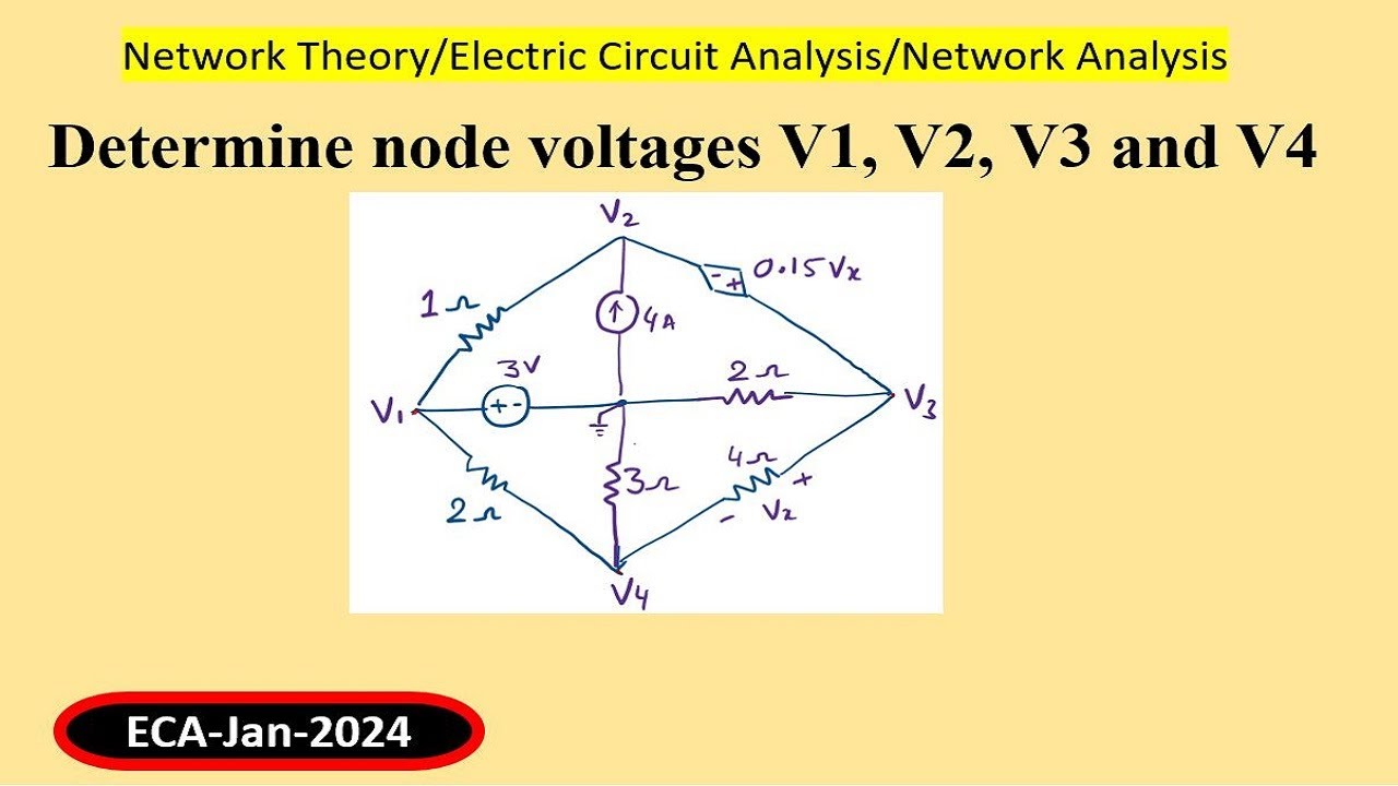 Determine node voltages V1, V2, V3 and V4.