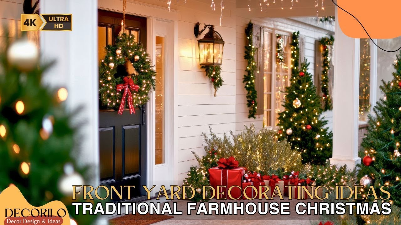 Traditional Farmhouse Christmas: Front Yard Decorating Ideas & Home Tour for the Holidays