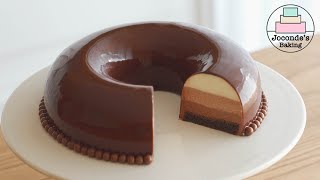 초코에 초코에 초코를 더해서 쓰리 초콜릿 무스케이크/ Chocolate on Chocolate on Chocolate Mousse cake.