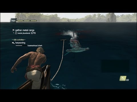 Assassin's Creed IV Black Flag -- Harpooning a Hammerhead Shark!