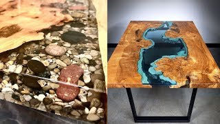 MESA de RESINA INCRVEIS DESIGNERS de MESA de MADEIRA com RESINA EPXI - CURSO de MESAS RESINADAS