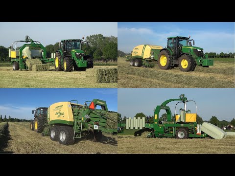 Balen persen en wikkelen - Loonbedrijf Wemekamp met John Deere, Krone Big Pack en Mchale (2021)