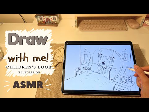 ASMR Draw with me on ipad in Procreate | Illustrate a children's book spread with me! Speed paint