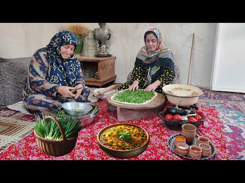 Traditional Persian Village Cooking – Mirza Ghasemi & Fresh Scallion Bread in a Tandoor