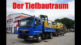 Der Tiefbautraum! Komplett aufgeladener 12 Tonnen LKW mit Anhänger und 2 Baggern!