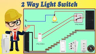 Two Way Switch Connection / How to Wire 2 Way Light Switch / Staircase Wiring with 2 Way Switch