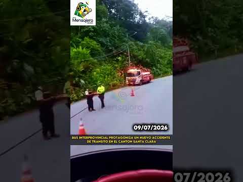 Bus interprovincial protagoniza un nuevo accidente de transito en el canton Santa Clara