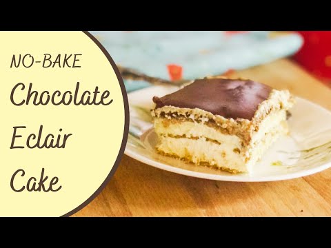 How to Make Chocolate Eclair Cake -Easy no-bake dessert recipe -pudding, graham crackers, Cool Whip!