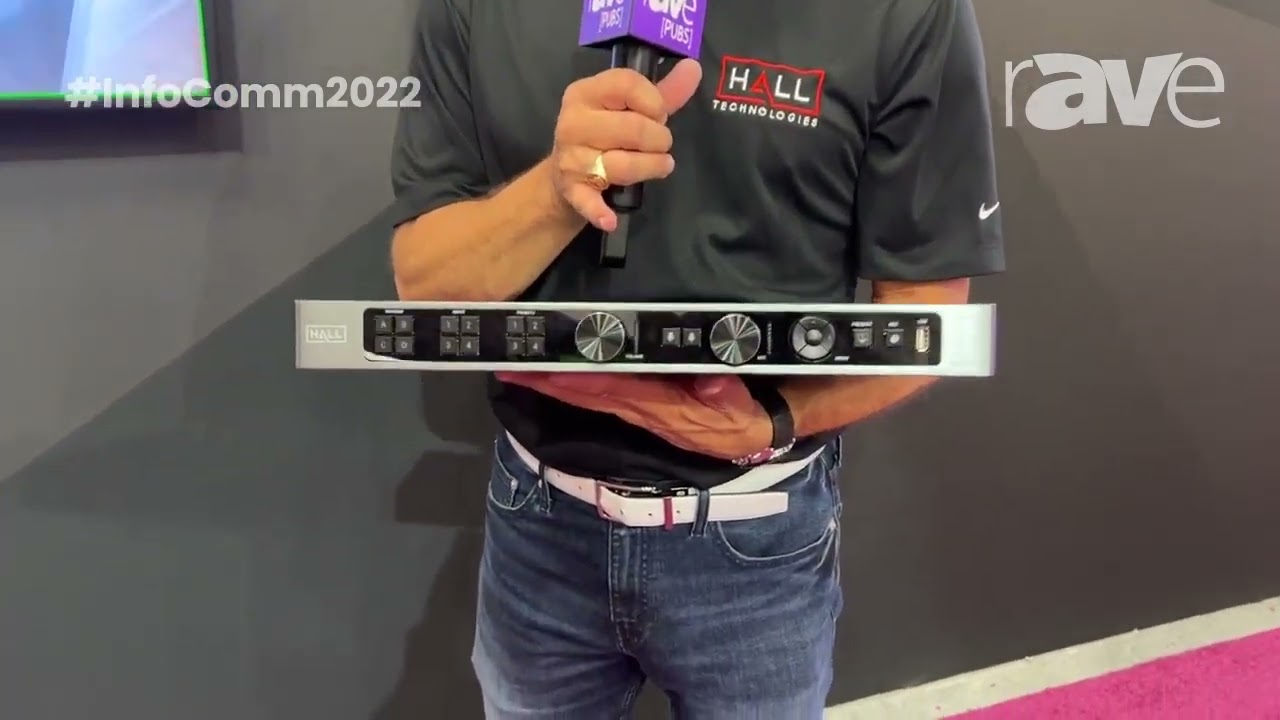 InfoComm 2022 Hall Technologies Demos EMCEE200 Presentation Switcher Controlled by HIVE Touchscreen