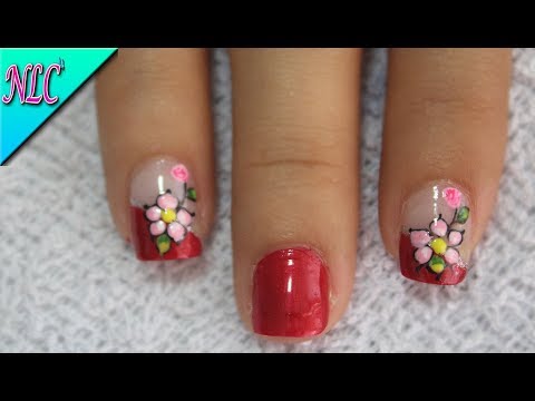 DECORACIÓN DE UÑAS FLORES Y FRANCÉS ♥ – FLOWERS NAIL ART – FRENCH NAIL ART – NLC