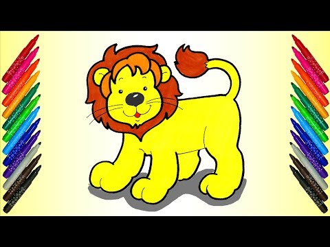 Lion Coloring Page Learning Colors with Colored Markers Fun & Creative for Kids Children  Toddlers