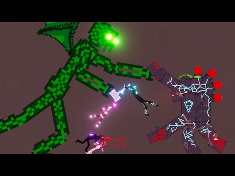 Mythical Humans ( Cthulhu, Werewolf, Puppet ) vs Metal Golem - People Playground 1.21.3