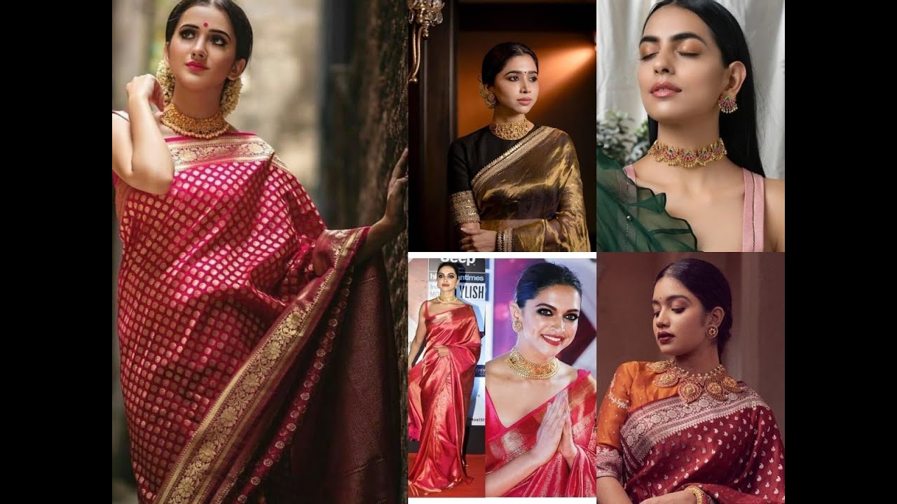Stunning choker necklace with saree