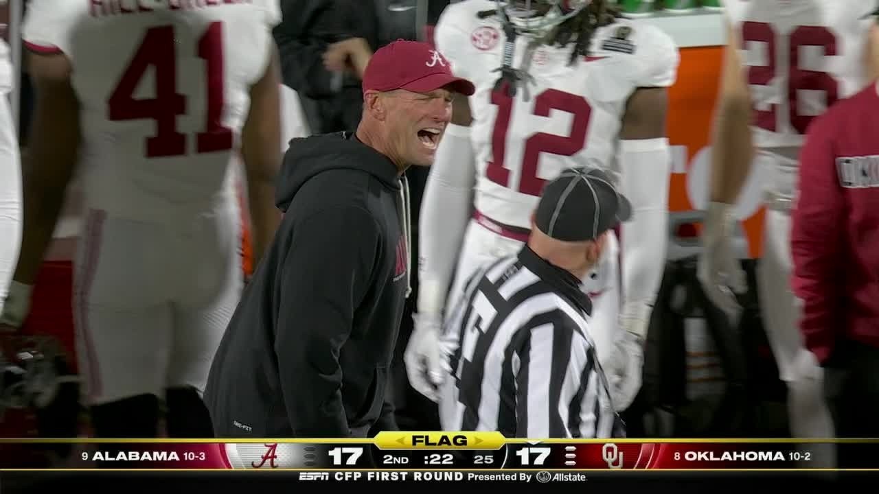 Kalen DeBoer IRATE after sideline interference call vs. Oklahoma in CFP First Round | ESPN CFB
