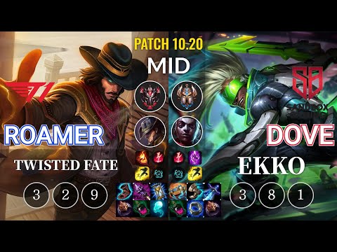 T1 Roamer Twisted Fate vs SB Dove Ekko Mid - KR Patch 10.20