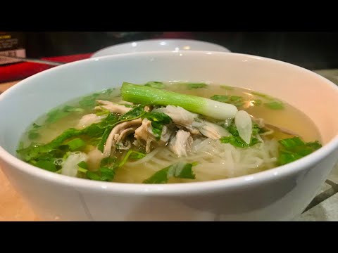 Vietnamese Homemade Chicken Noodles Soup. Simple recipe.
