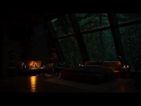 Cozy Attic Bedroom Ambience Make You Feel Sleepy Instantly 🌧️ Heavy Rain and Thunderstorm Sounds