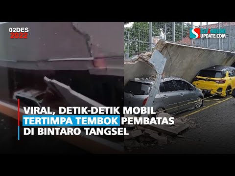 Viral, Detik-Detik Mobil Tertimpa Tembok Pembatas di Bintaro Tangsel