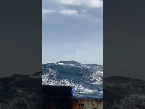 Fishing vessel Viking power in rough sea (scallop fishing)