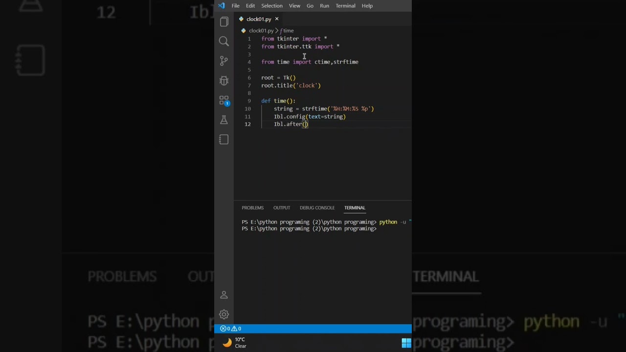Make a Clock🕘 By Python #python #clock #programming  #code #programmer