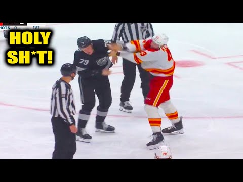 Samuel Helenius Adam Klapka Fight Scrap | Calgary Flames vs LA Kings 2025 Highlights