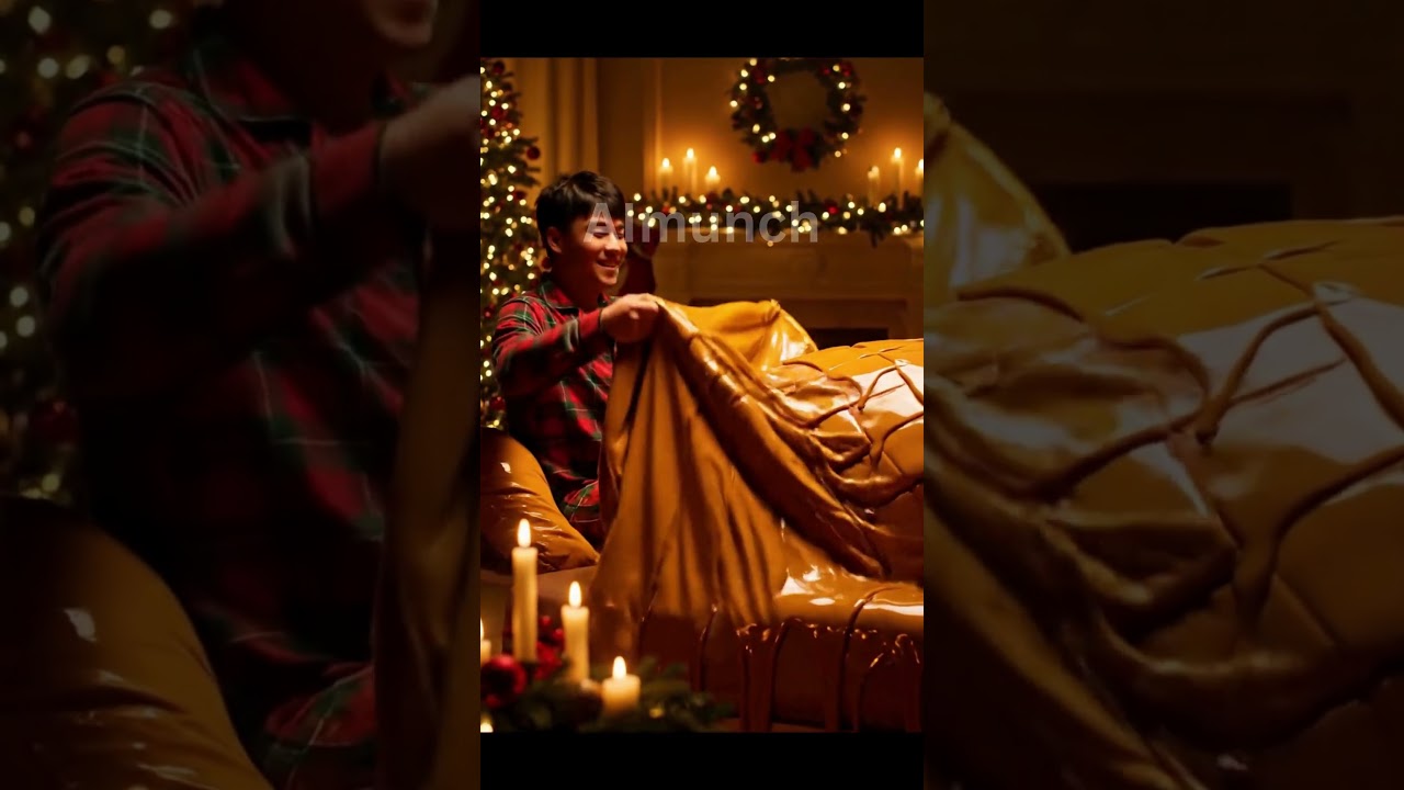 Glazed Ham Bed ASMR Sweet Holiday Glow #ChristmasASMR #FoodFantasy #DreamBed #AIFoodArt #Veo3 #ASMR