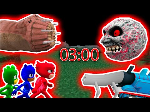 GIANT WORM.EXE vs SCARY MOON vs THOMAS.EXE vs PJ MASKS.EXE at 3 A.M. - Coffin Meme