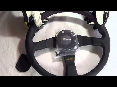 MOMO Tuner 350mm 320mm Black Leather Steering Wheel with Red Stitching TUN35BK0B TUN32BK0B