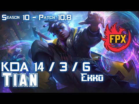 FPX Tian EKKO vs REK'SAI Jungle - Patch 10.8 KR Ranked