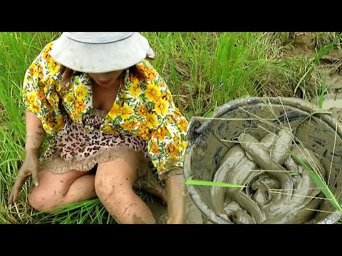 Young women catch more fish in the hole