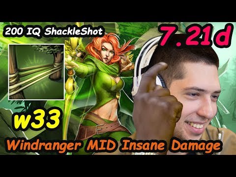 w33 - [Windranger] MIDLANE INSANE SKILL PLAY 200 IQ Shackle shot 7.21d Dota 2 Pro Gameplay