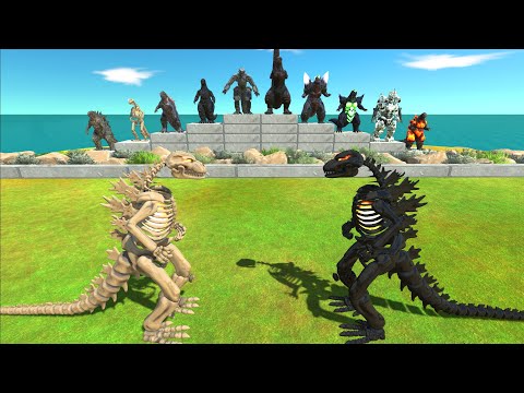Godzilla VS Dark Itself | Godzilla Skeleton Battle - Animal Revolt Battle Simulator